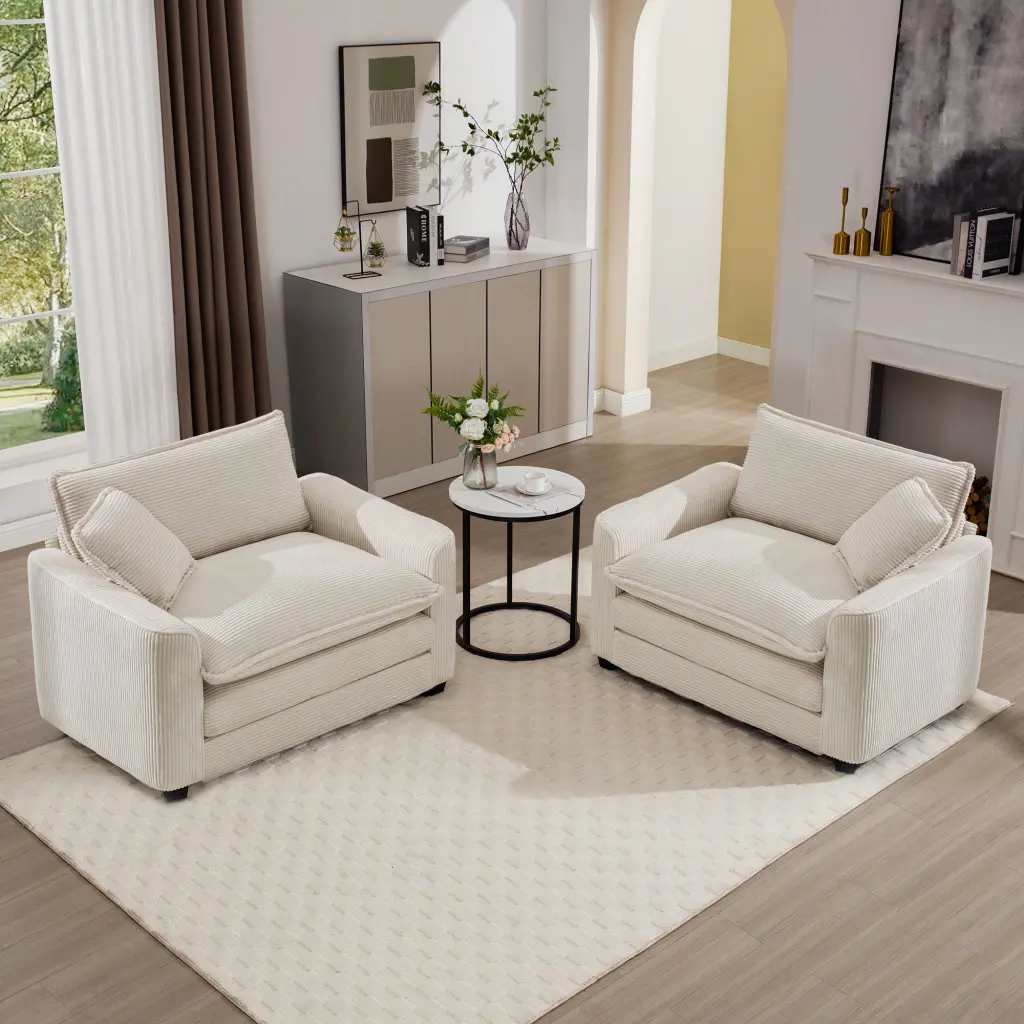 Luxurious And Sophisticated Deep Seated Sofa Set Two Single Sofas ui furniture
