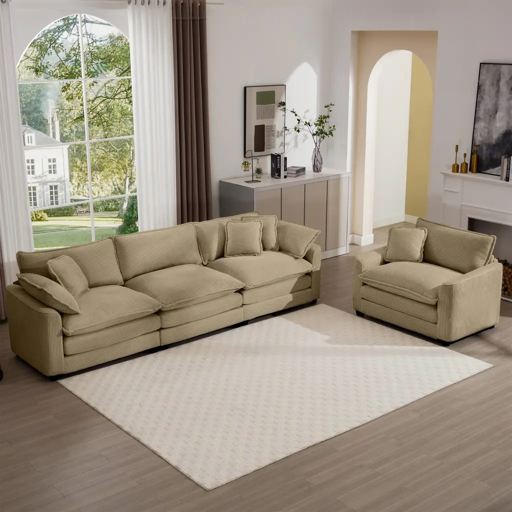Mid Century Modern Sectional Set Two 3 Seater and Matching Chair ui furniture
