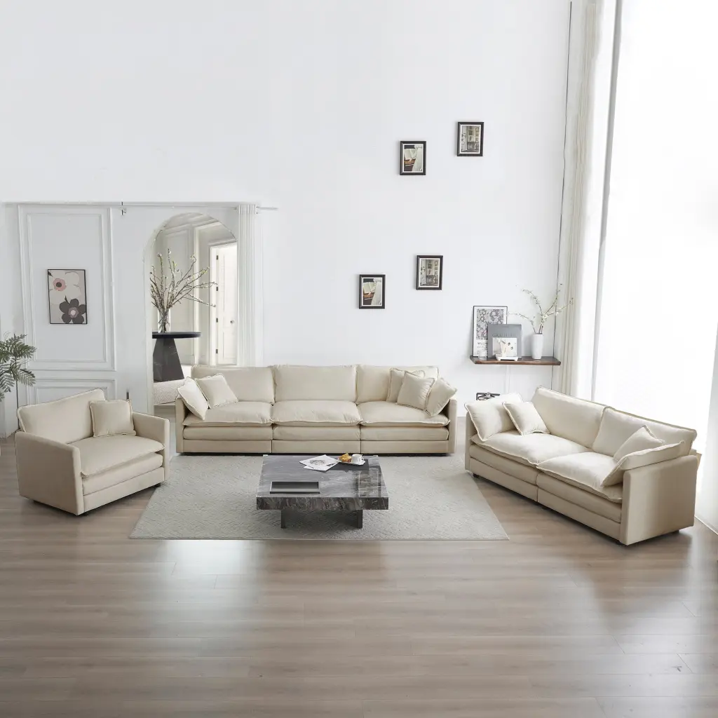 Modern 3 Piece Sectional Sofa Set Extra Deep Seat Couch Living Room ui furniture
