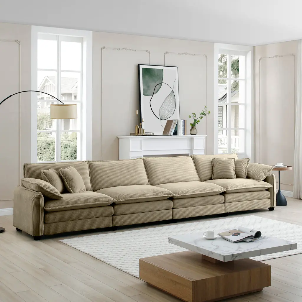 Modern Upholstered 4 Seater Corduroy Sofa Office and Living Room ui furniture
