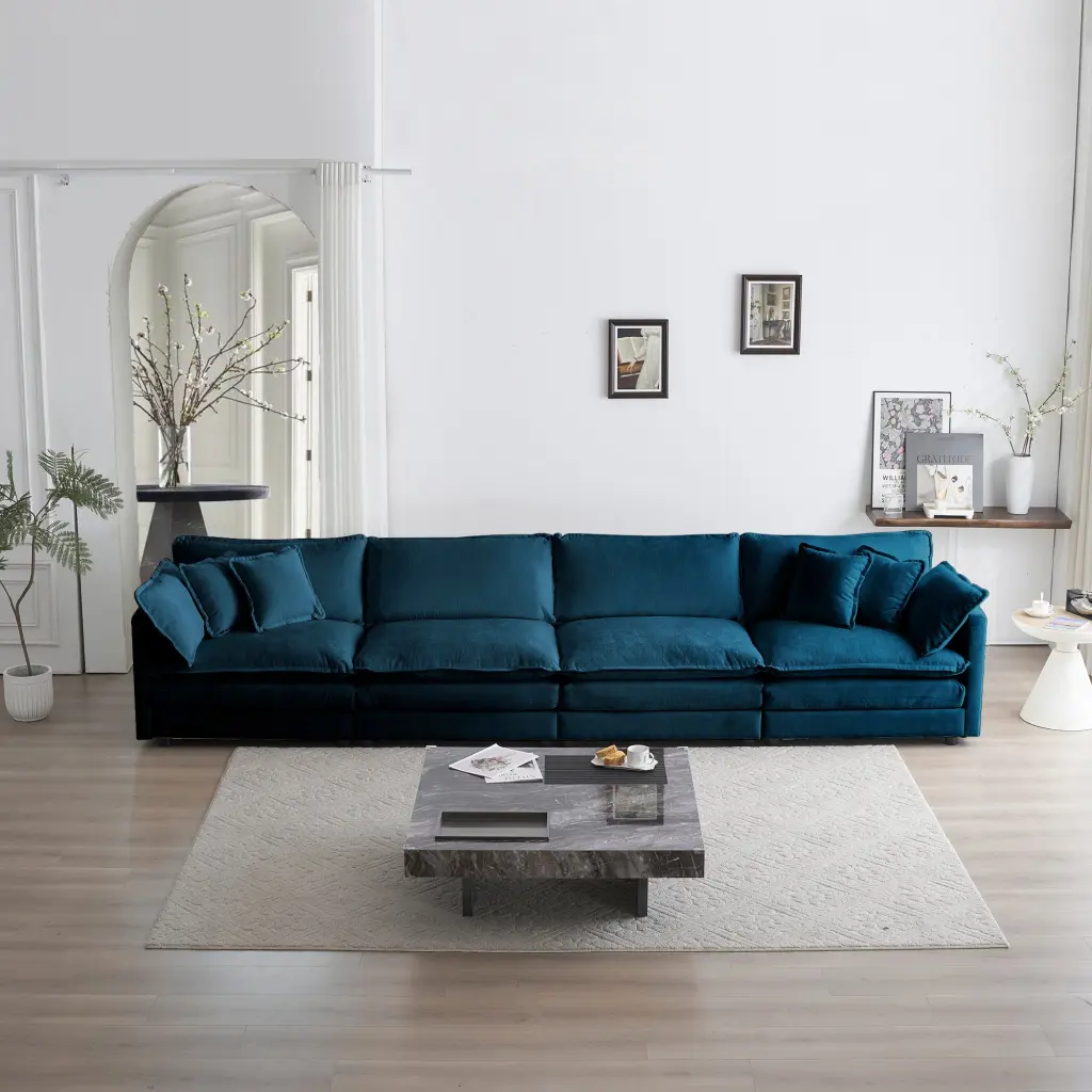 Modular 4 Seater Sofa Comfy Chenille Material Free Combination ui furniture