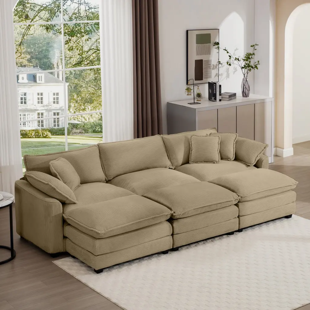 Oversized Modular Cushion Sofa Travel-Friendly Ottoman L-Shaped Corner Low Profile ui furniture
