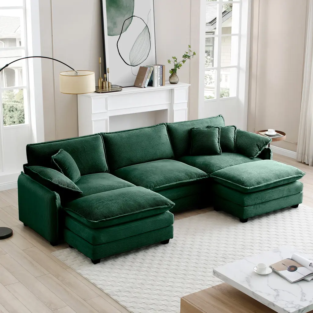 Oversized Modular Cushioned Sofa Convertible Ottoman 3 Seater Sofa ui furniture