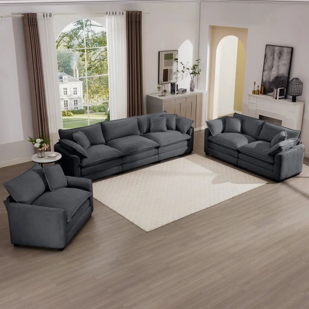 3 Piece Oversized Sectional Sofa Cozy Living Room Furniture ui furniture