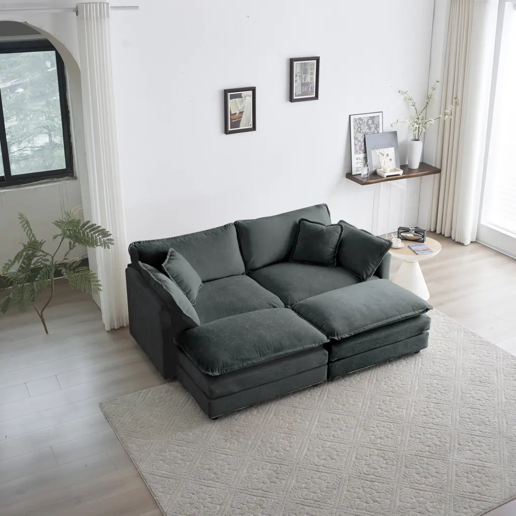 4 Piece Upholstered Sectional Sofa 2 Seater Sofa And 2 Piece Chaise Lounge ui furniture