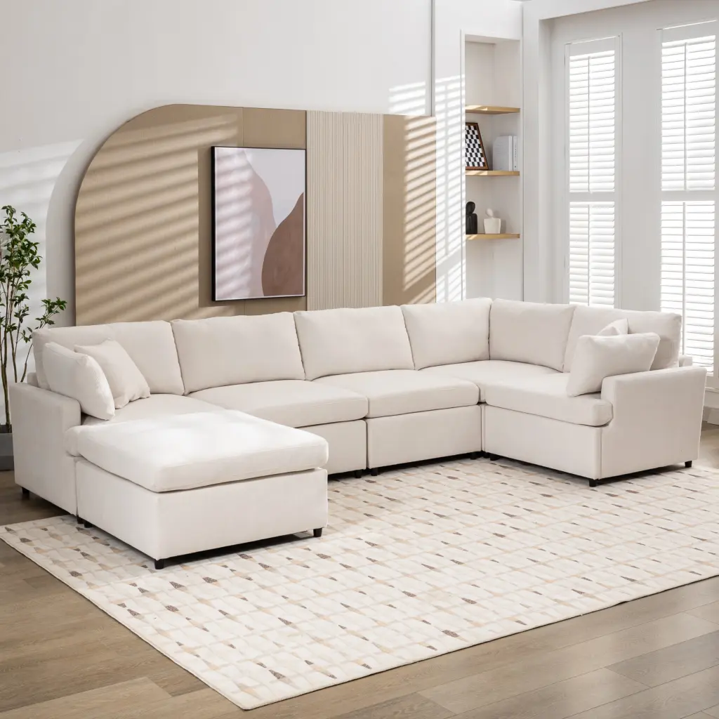 Modern Large U Influence Sectional Sofa Removable Ottomans u_style