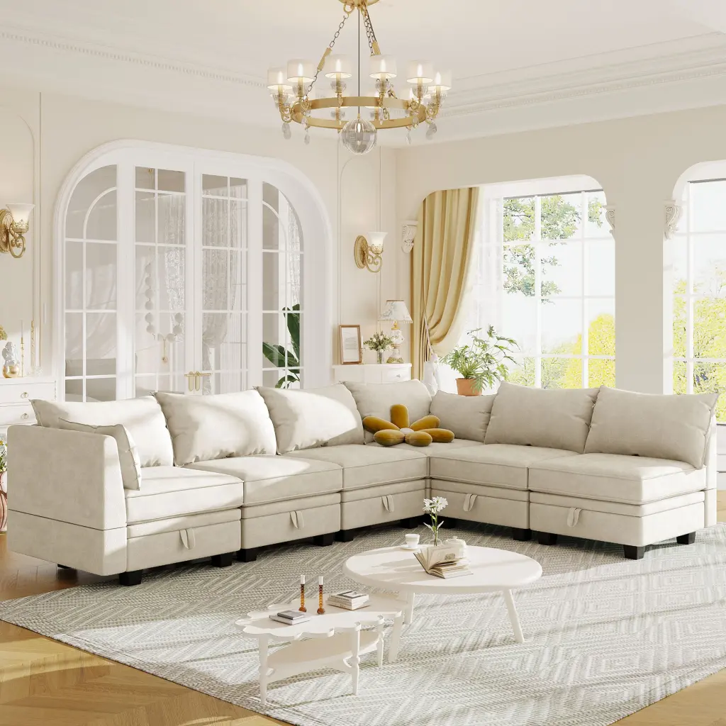 Modern Large U Shape Modular Sectional Sofa Convertible Sofa Bed u_style