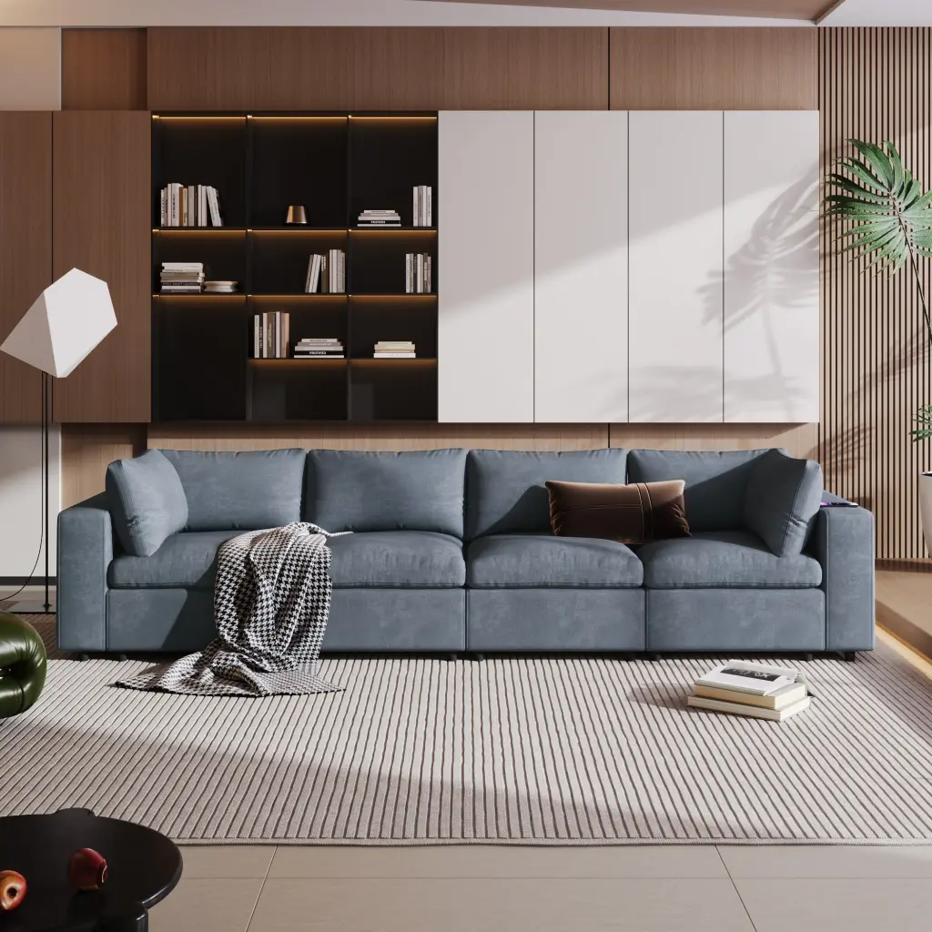 Modular Sofa USB Charge Ports Wireless Charging Upholstered Sectional Couch u_style