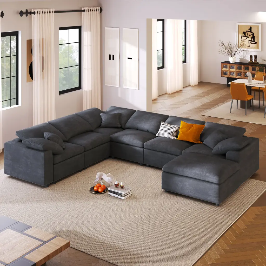 Oversized Modular Sectional Sofa Ottoman L Shaped Corner u_style