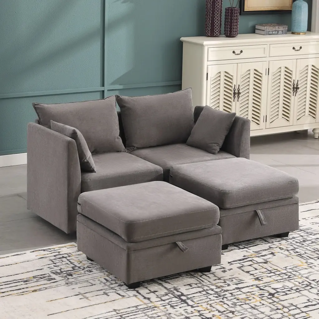Modular Sectional Sofa Storage U-Shaped Couch Living Room vanbow