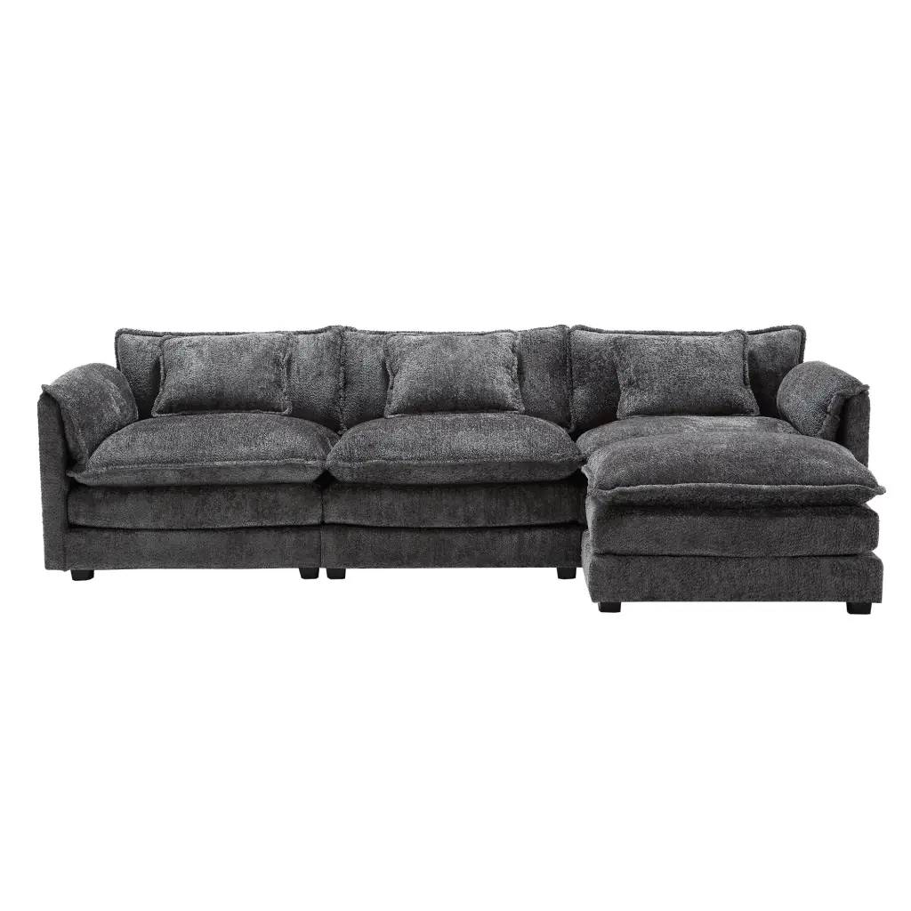Modern Large Boucle Sectional Sofa Gray L-Shaped Influence Design w1568 united we win