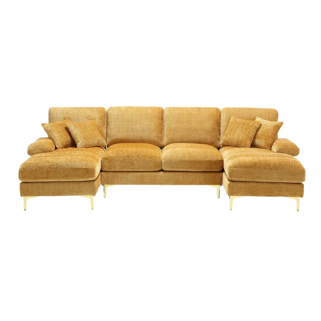 United Modern Large Chenille Material U Shape Sectional Sofa Yellow w1568 united we win
