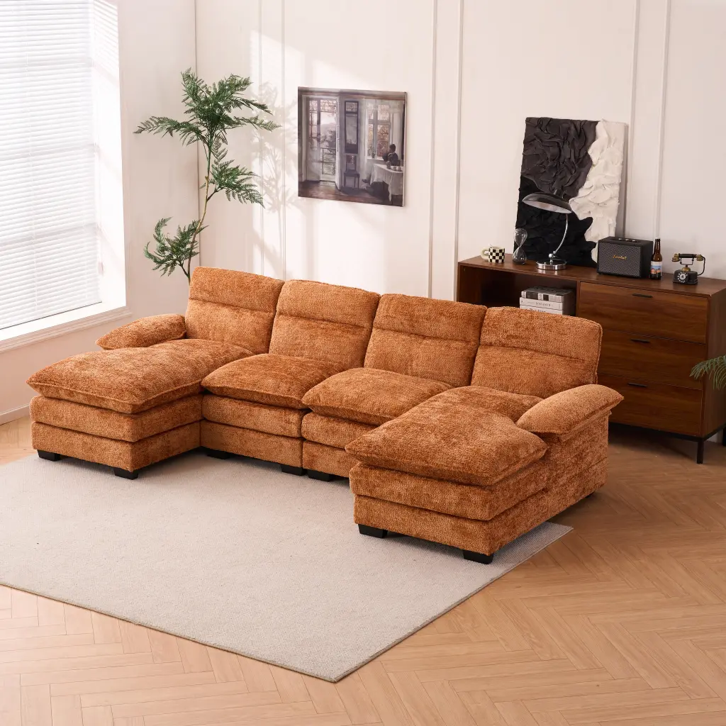 U Influenced Profile Sofa Including Two Single Seats and Two Chaise Modular Sectional w2363