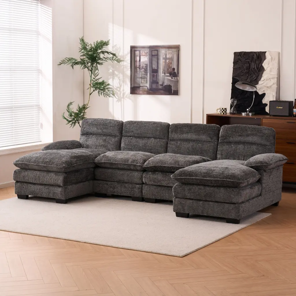 U Influenced Profile Sofa Set Two Single Seats and Two Chaise Lounge Modular Sectional w2363