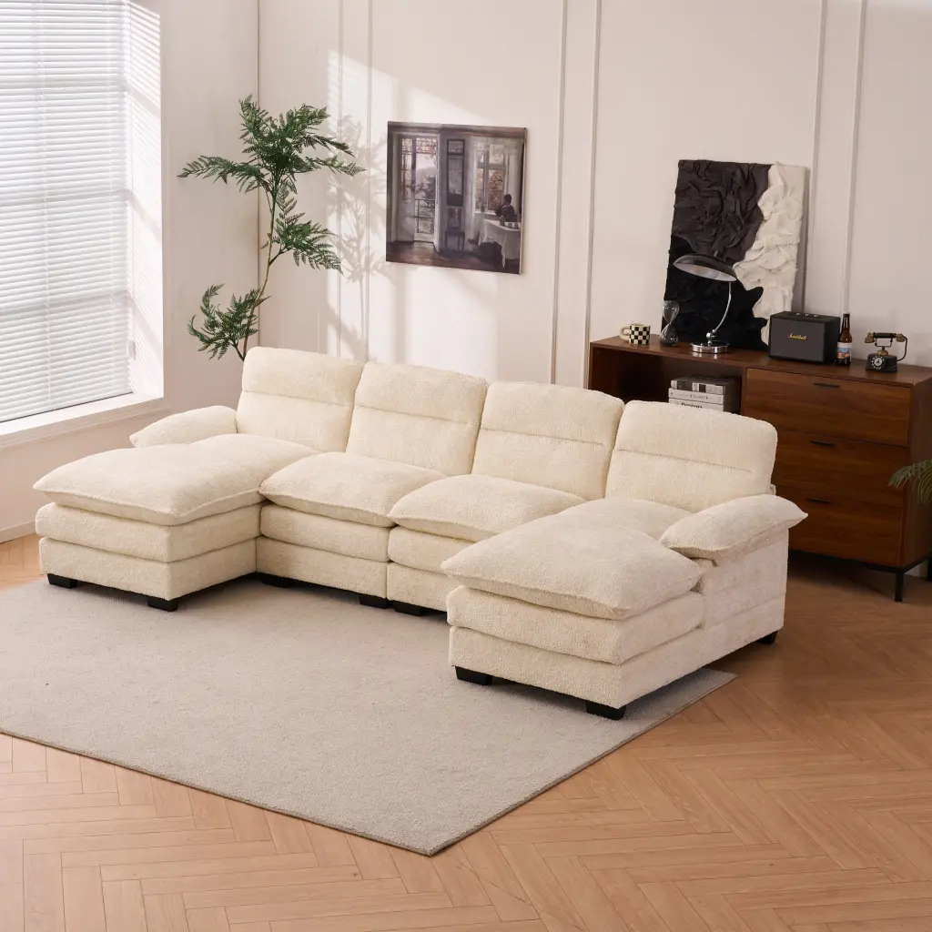 Modular U-Shaped Profile Sofa Set Two Single Seats and Two Chaise Lounges w2363