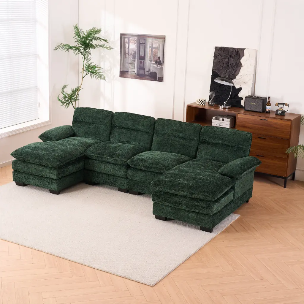 U Shaped Modular Profile Sofa Two Single Seats and Two Chaise w2363