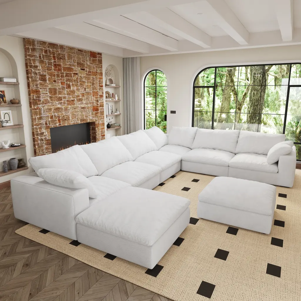Large Dimensions Modular Cloud Sofa 8 Seater Down Sofa Bed Apartment Living w2824