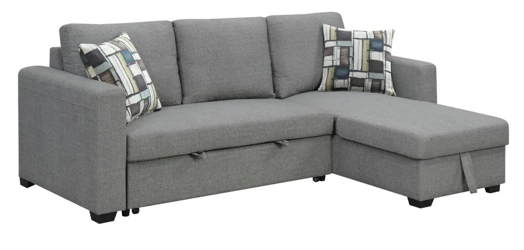 Pensole Gray Reversible Pop Up Sleeper Sectional Sofa Gray Foam Engineered Comfort wallace - bay