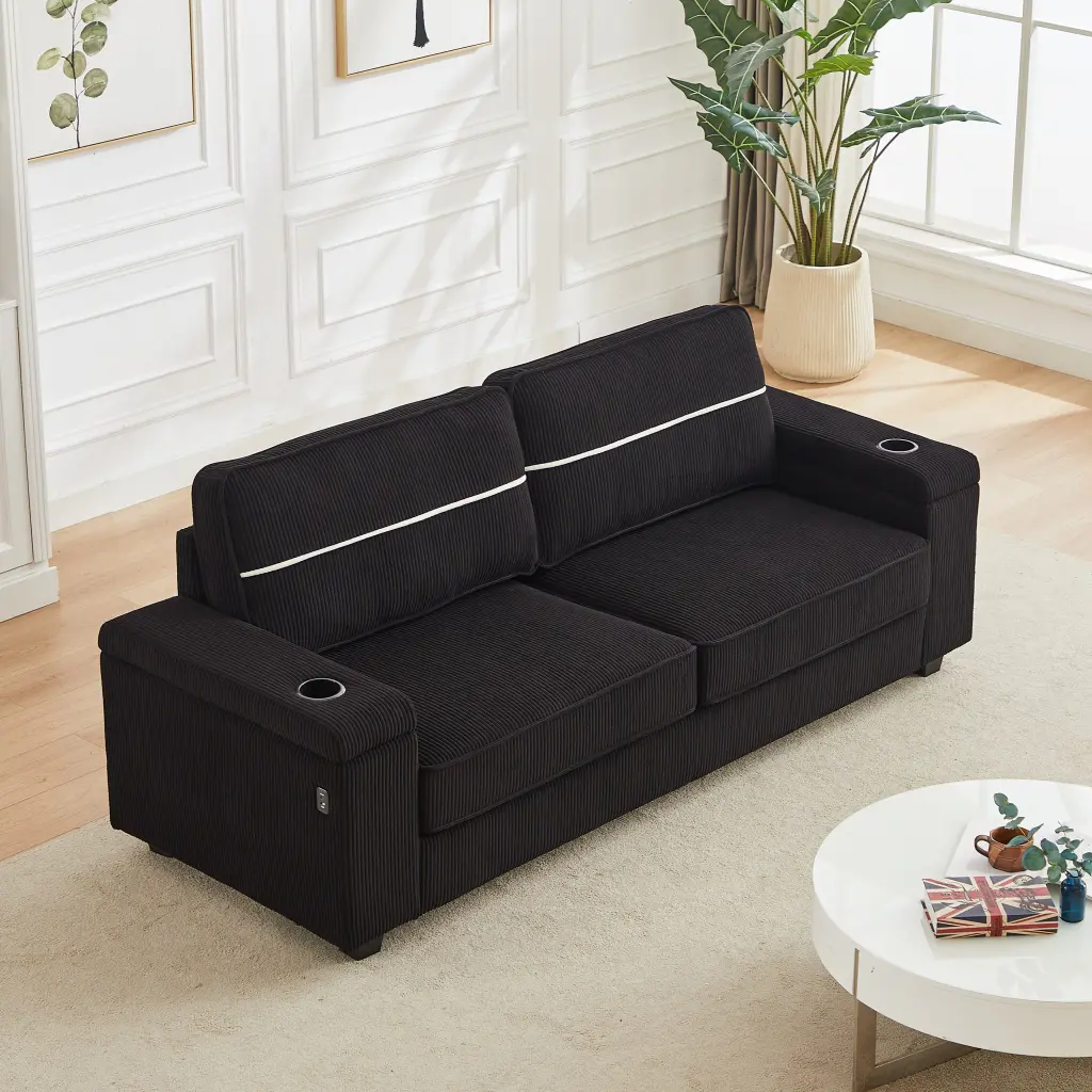 86.5 Inch Sofa Couch Deep Seat Sofa Two Storage Spaces T Pyce Ch welike furniture