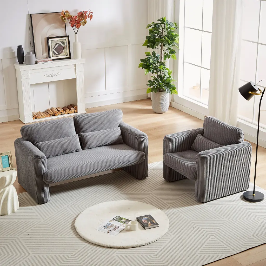60 Inch Corduroy Modern Sofa 33 Inch Single Sofa and Assistance welike furniture