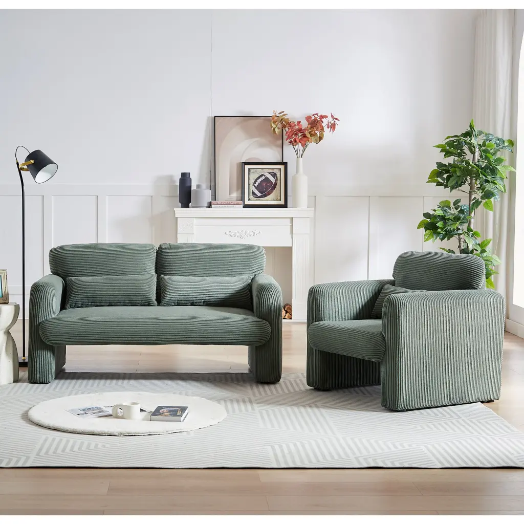 60 Inch Corduroy Modern Sofa 33 Inch Single Sofa and Substantiate Design welike furniture