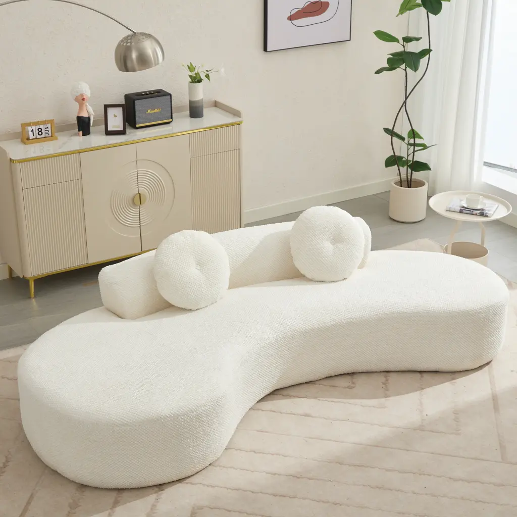 105.5 Inch Curved Cloud Couch Sofa Modern Minimalist 3 Seater wf-furniture