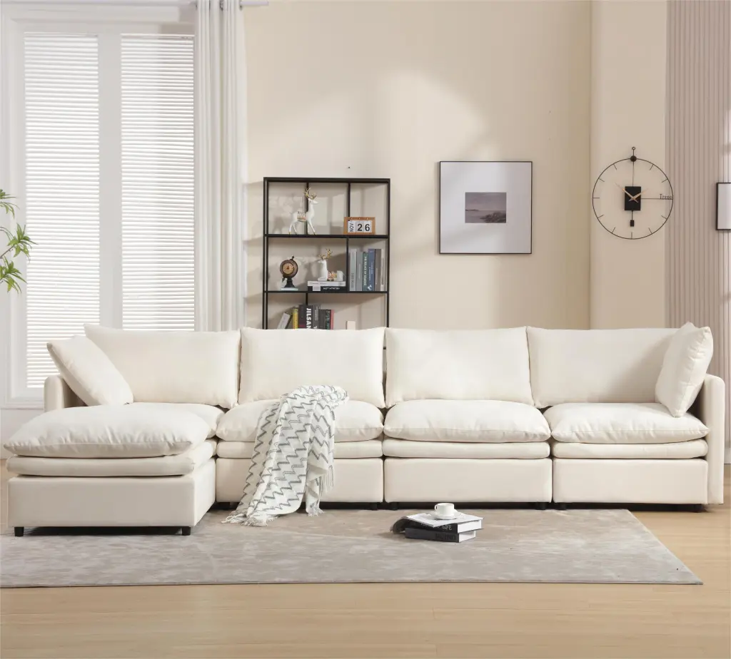 Modern U Shaped Sectional Sofa, 5 Seat Upholstered Sofa Home Decor wf-furniture