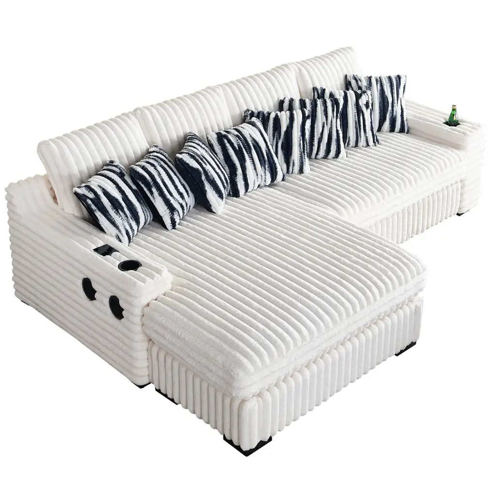 108 Inch Modern Sectional Sofa L Influence Sofa 4 Back Cushions wq furniture