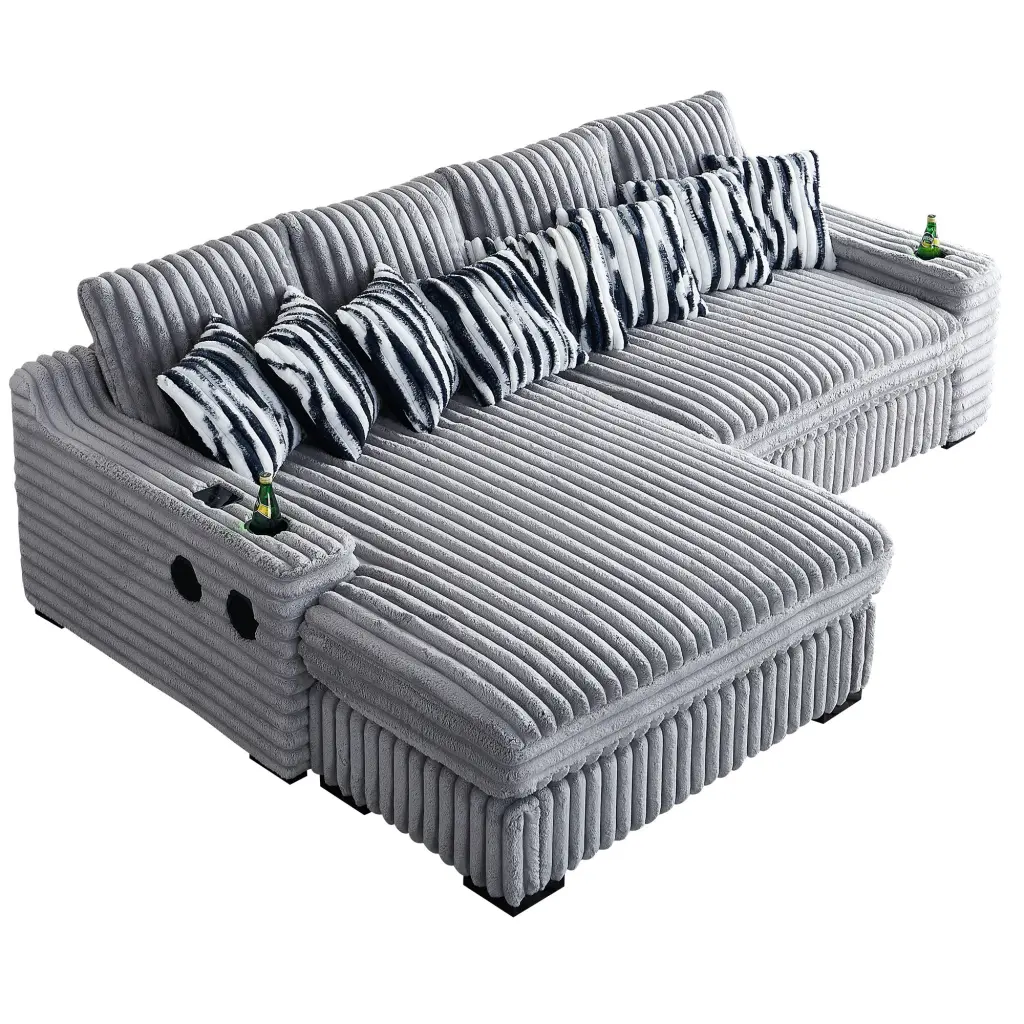 108 Inch Modern L Shape Sectional Sofa 4 Back Cushions wq furniture