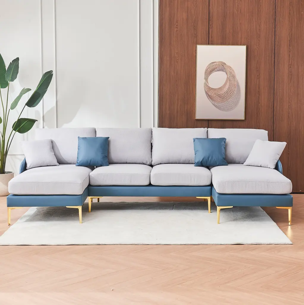 Modern Large Area Linen Leathaire Material Hue Matching Segmented Sofa Contemporary Design xr-1361