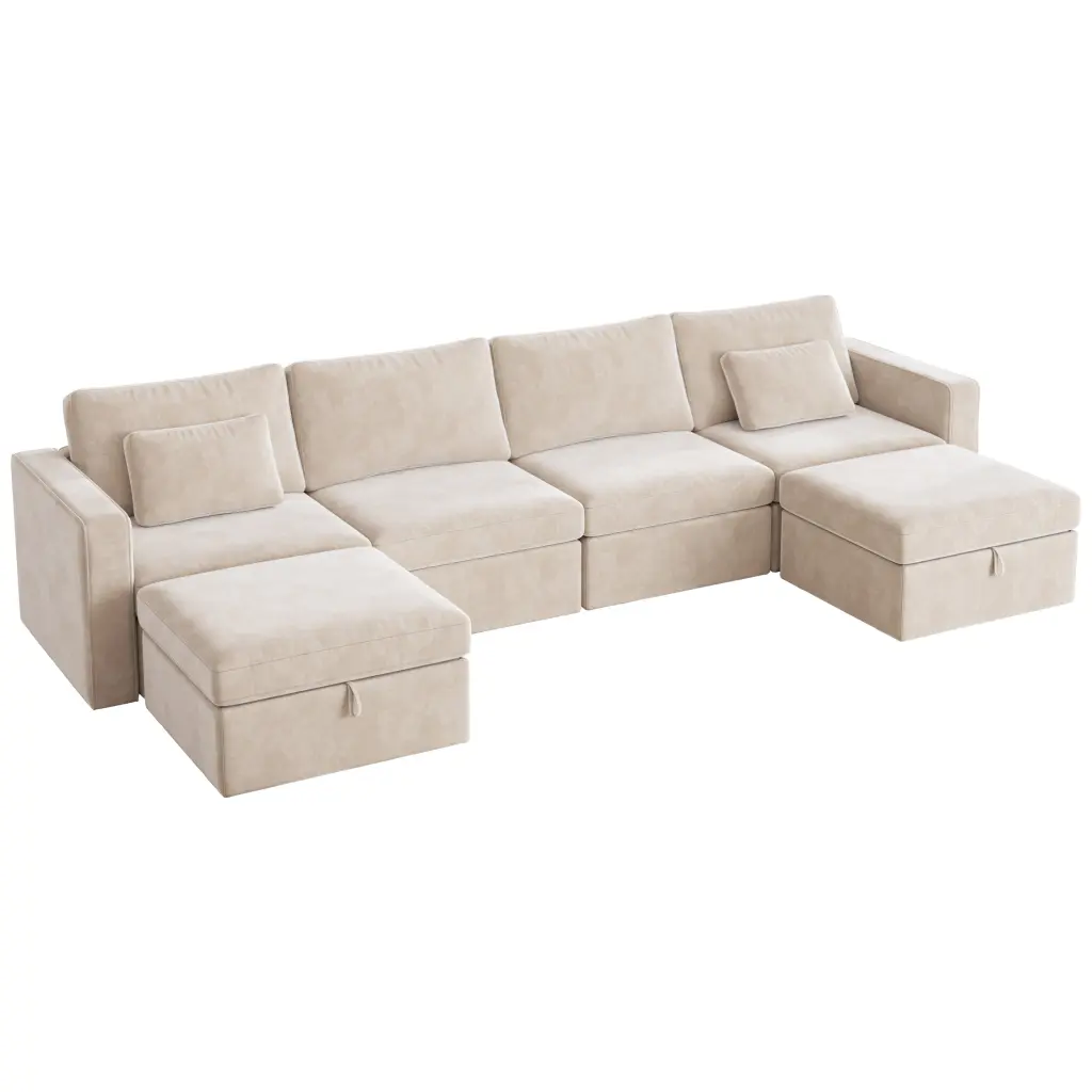 Modern Velvet Modular Sectional Sofa, U Shape Convertible Sofa Set yiwei