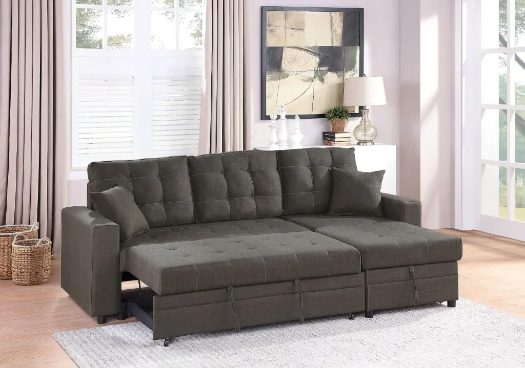 Sectional Black Faux Leather Black Material poundex
