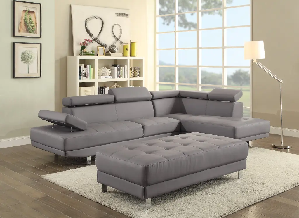Riveredge G452 Sc Sectional Sofa - 2 Boxes Gray Foam Pu Modern Living Room Furniture glory furniture