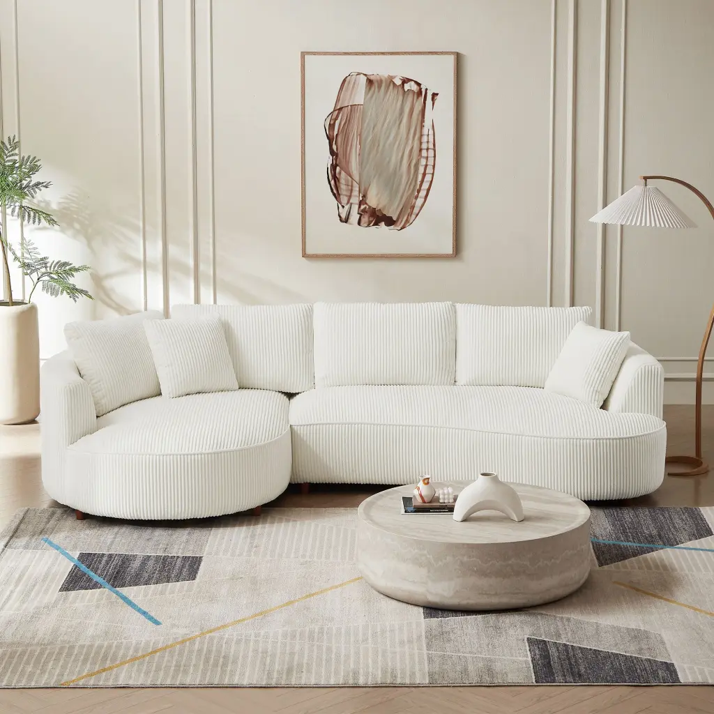 122.04 Inch Oversized Sectional Sofa Modern Couch Chaise Comfy justone interior