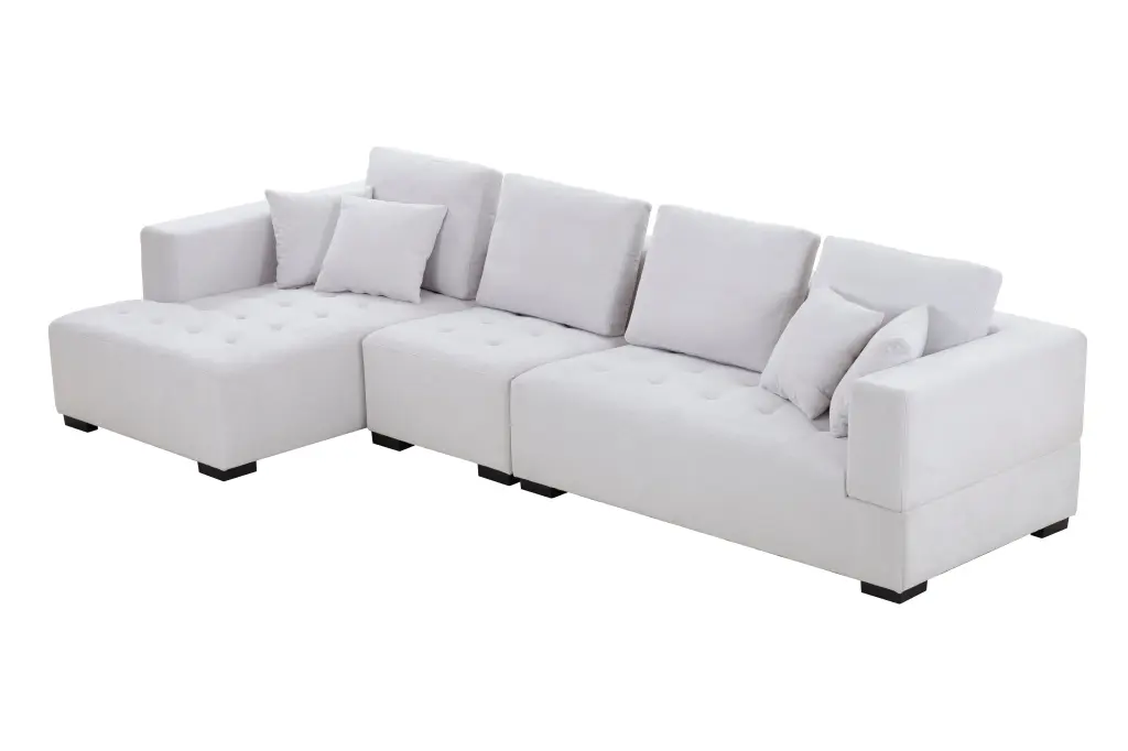 134 Inch Mid Century Modern Sectional Sofa Left Chaise Lounge Influence Design justone interior