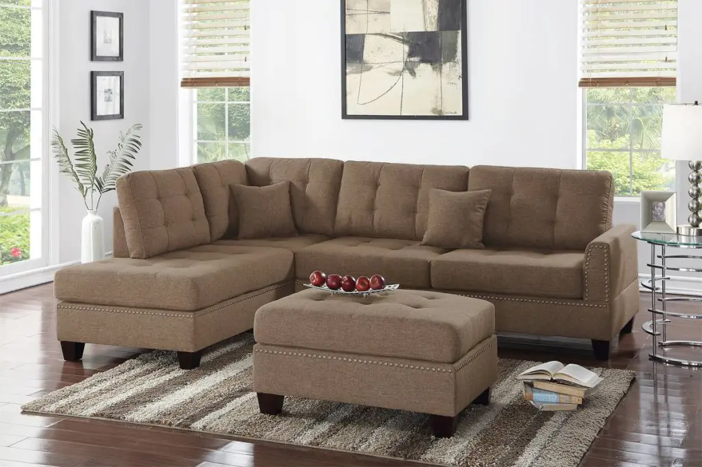 Modern Coffee Color 3-Piece Sectional Living Room Furniture Reversible Design kanepe