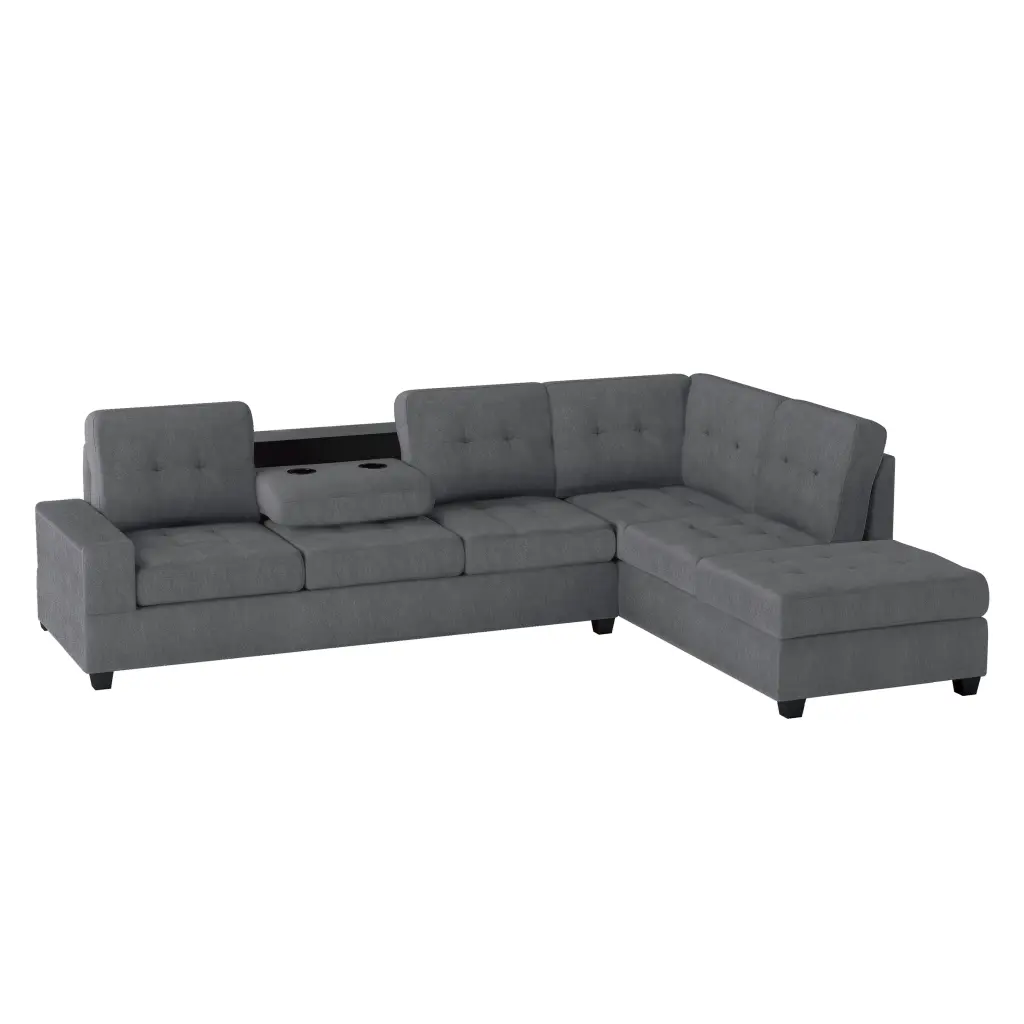 Modern Living Room 2 Piece Sectional Reversible Sofa Chaise Tufted Detachable Cushions kanepe