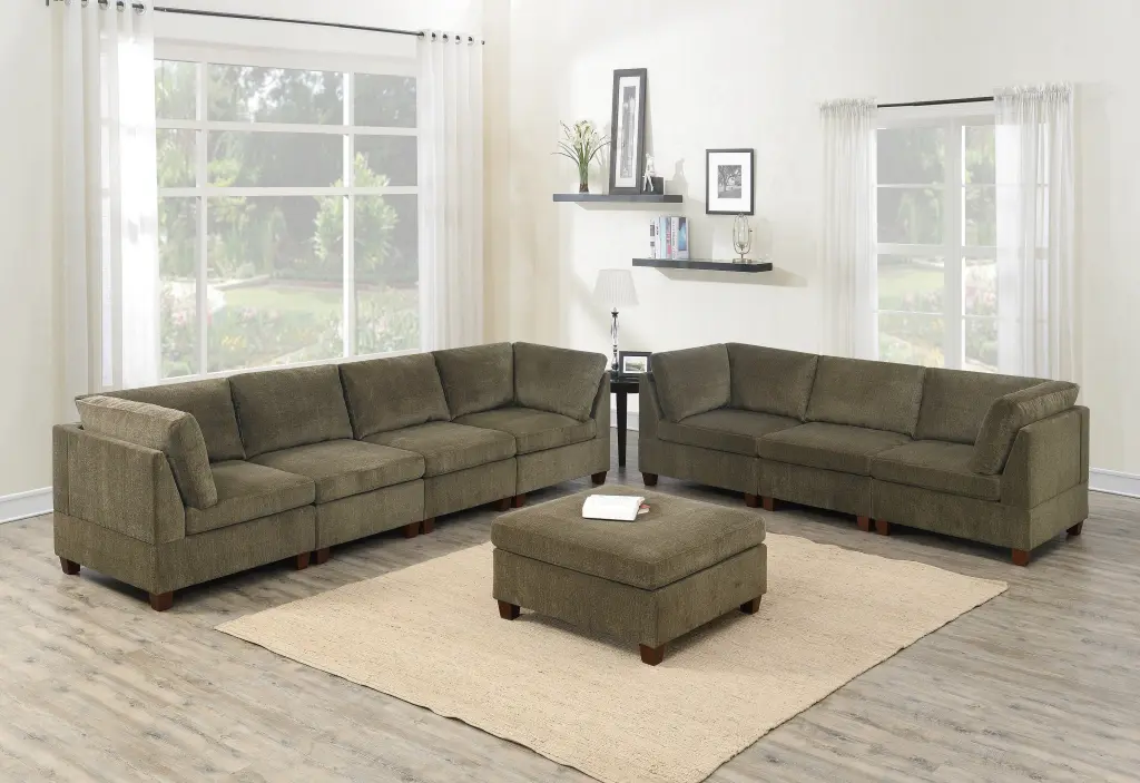 Tan Chenille Modular Sectional 8 Piece Living Room Furniture Set kanepe
