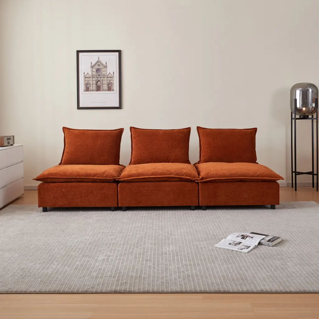Mid Century Modern 3 Seater Sofa Couch Living Room Modular Sectional modasi