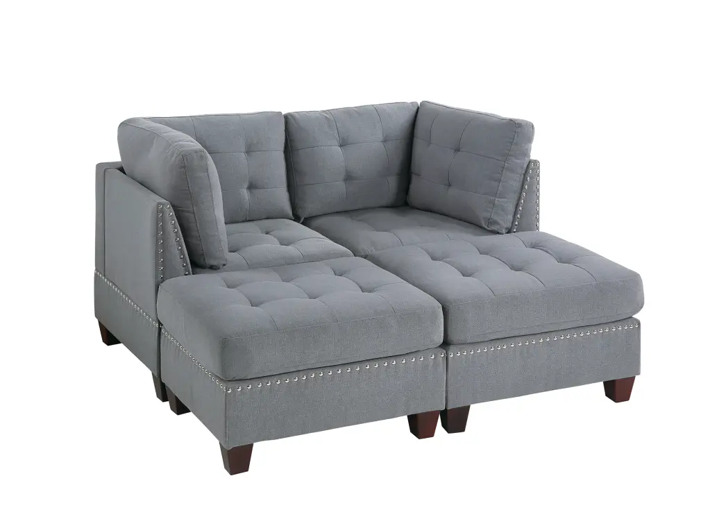 Modular Set 4Pc Gray Gray Fabric poundex