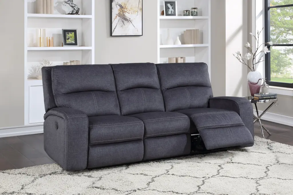 Lovell Power Sofa Dark Gray 3 Seat Modern Upholstered Reclining Sectional steve silver furniture
