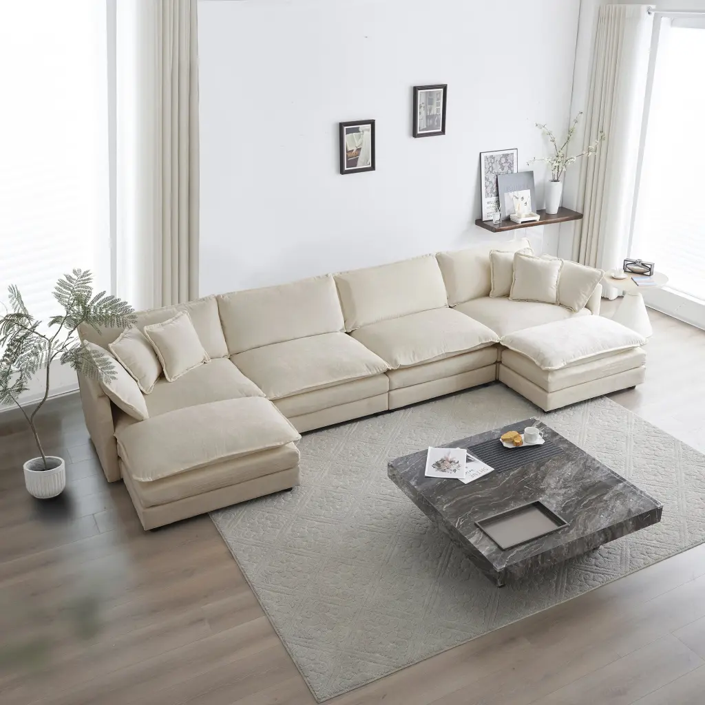 U Shaped Sectional Sofa Reversible Chaise Modular Living Room Couch ui furniture