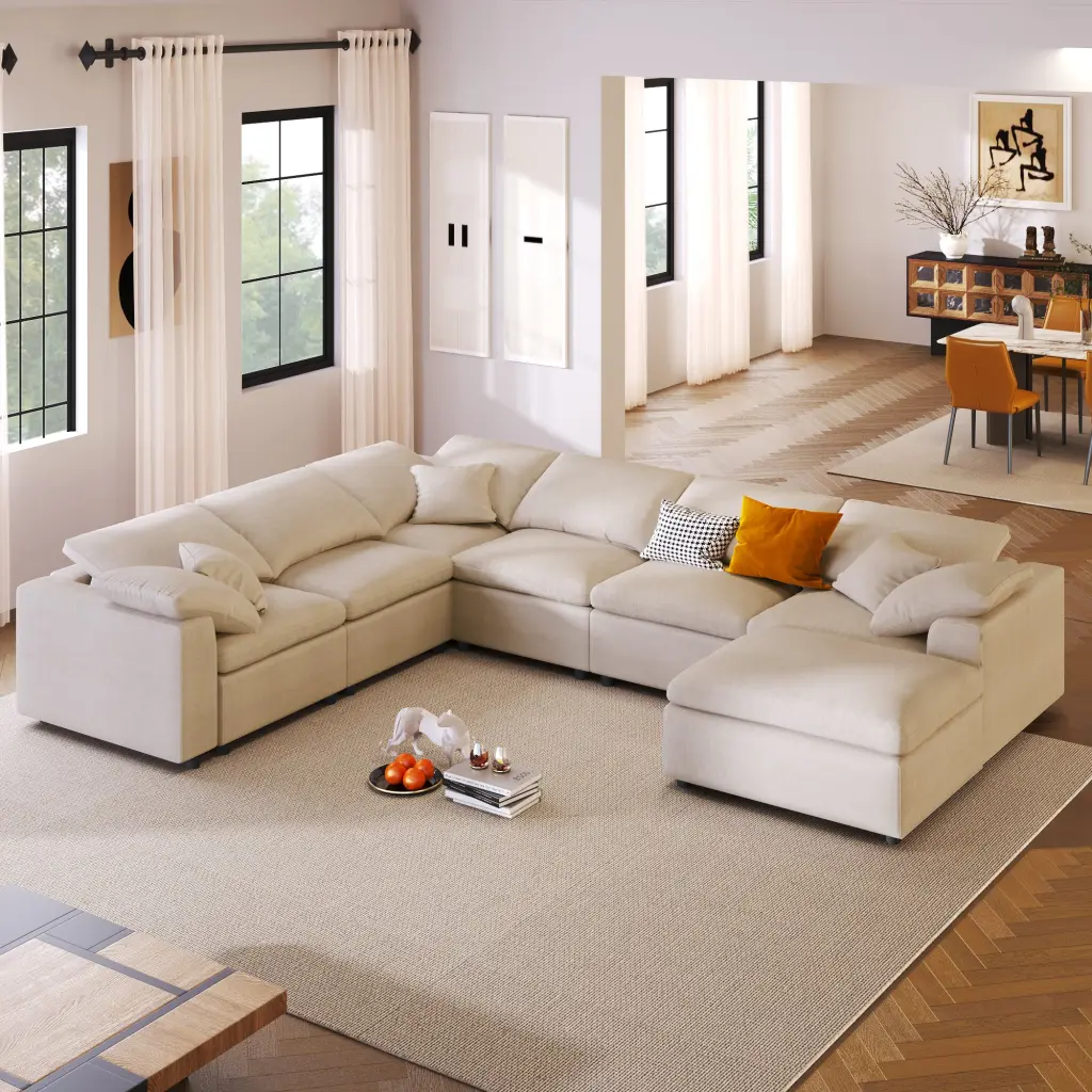 Oversized Modular Sectional Sofa Ottoman L Shaped Corner Sectional Couch u_style