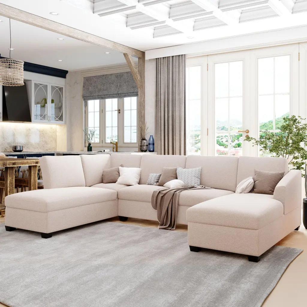 Ustyle Modern Large U Influence Sectional Sofa - Double Extra Wide Chaise Lounge u_style