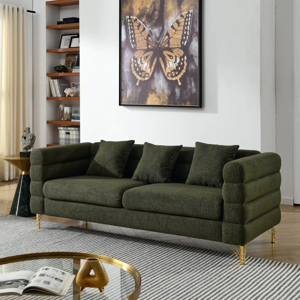 81 Inch Oversized 3 Seater Sectional Sofa Living Room Ease Fabric welike furniture