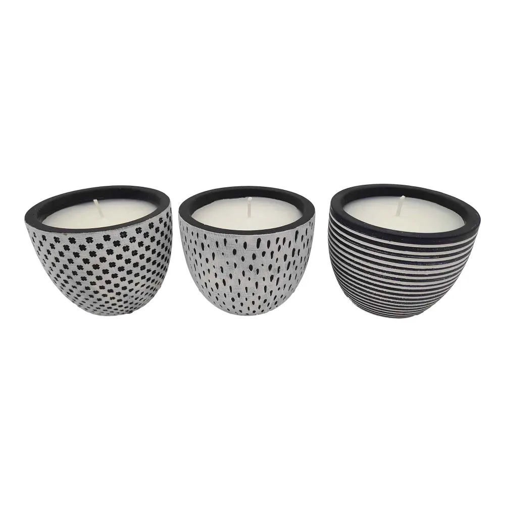Citronella Candle Decorative Midnight and White Cement Pot, Choice between 3 Models