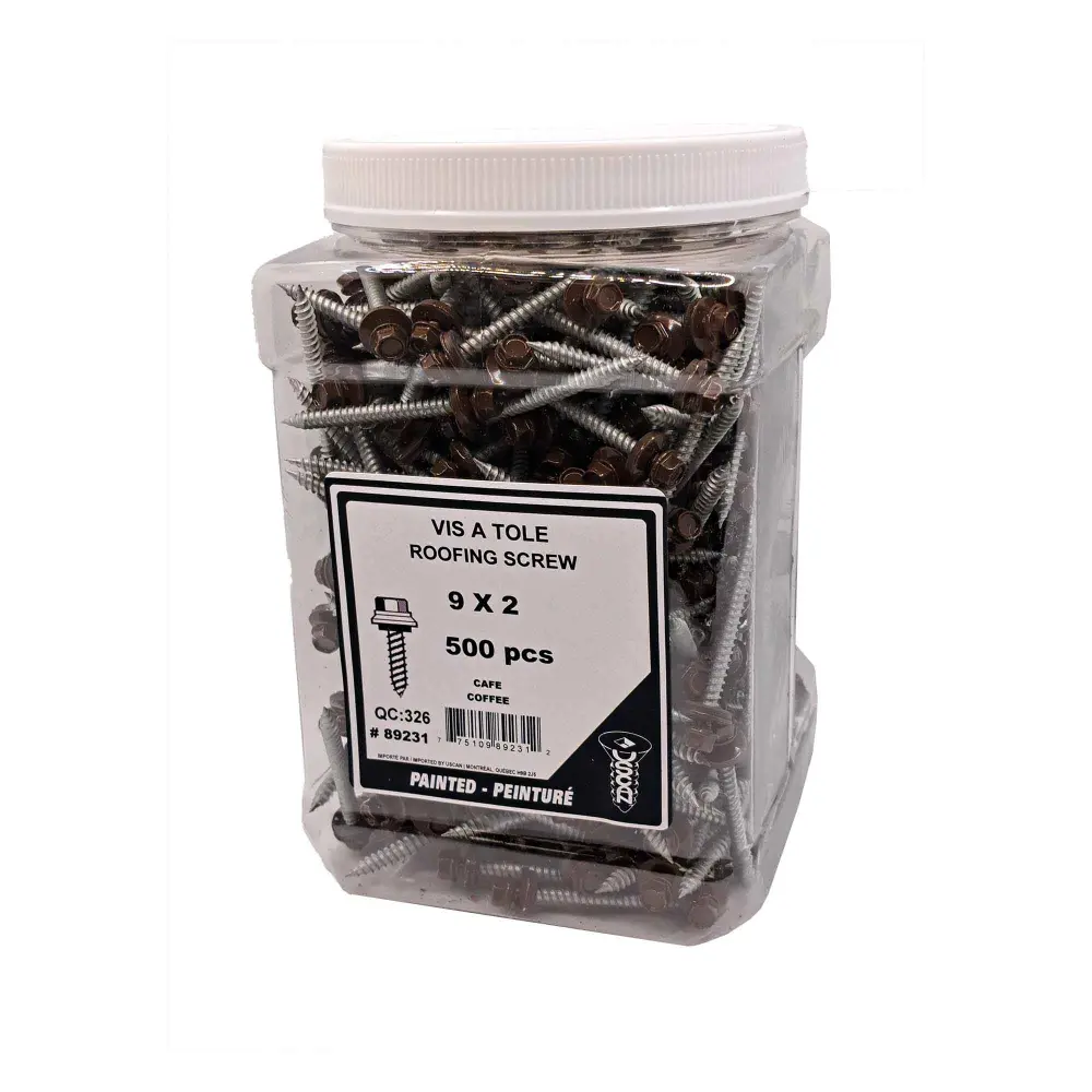 Coffee Painted Roofing Screw, #9 x 2" (500 Units)