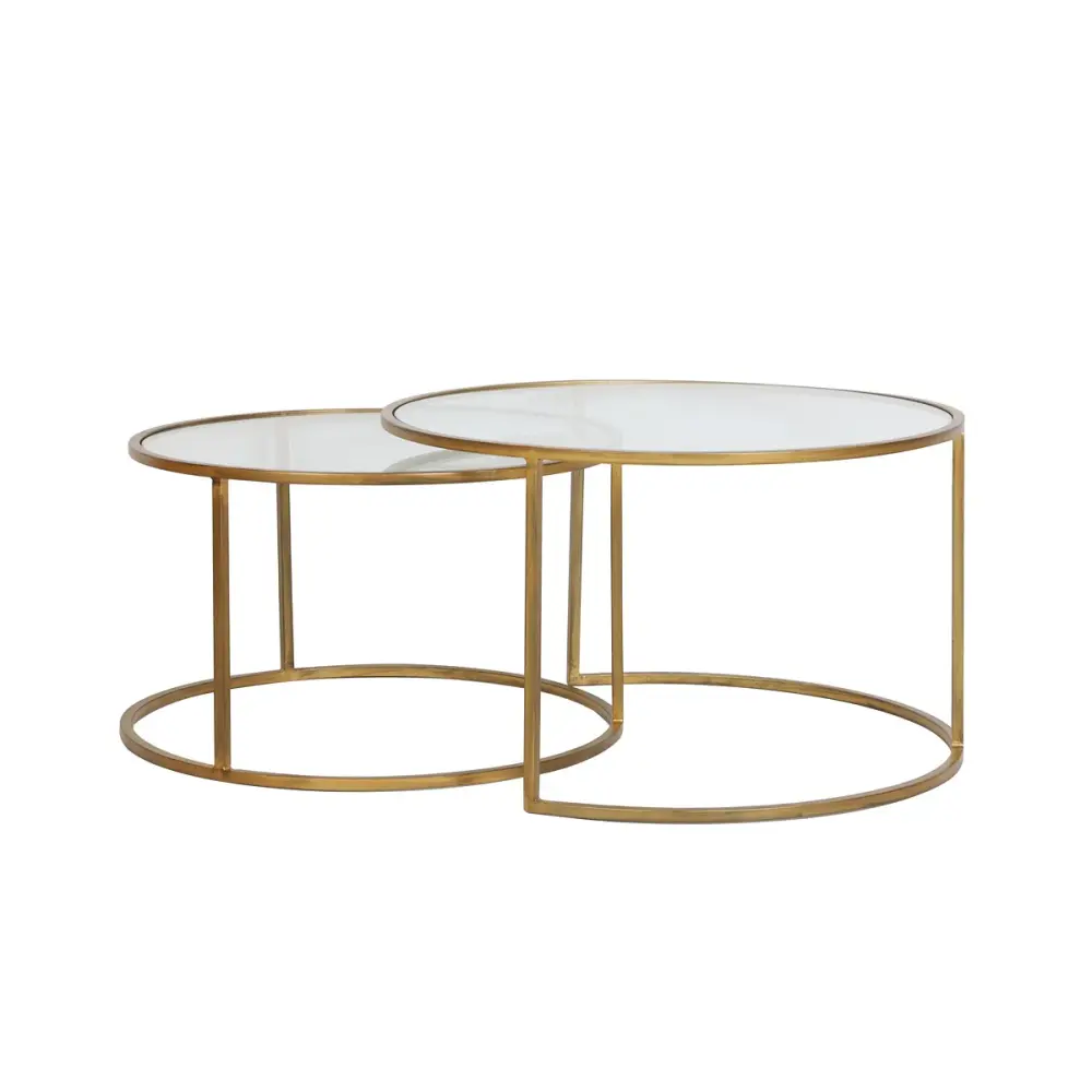 Duarte Set 2 Round Coffee Tables - Gold