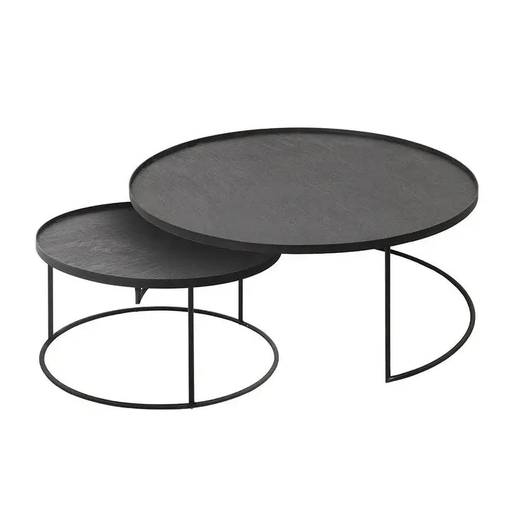 Round Tray Nesting Coffee Table Adjust - Large/Extra Large