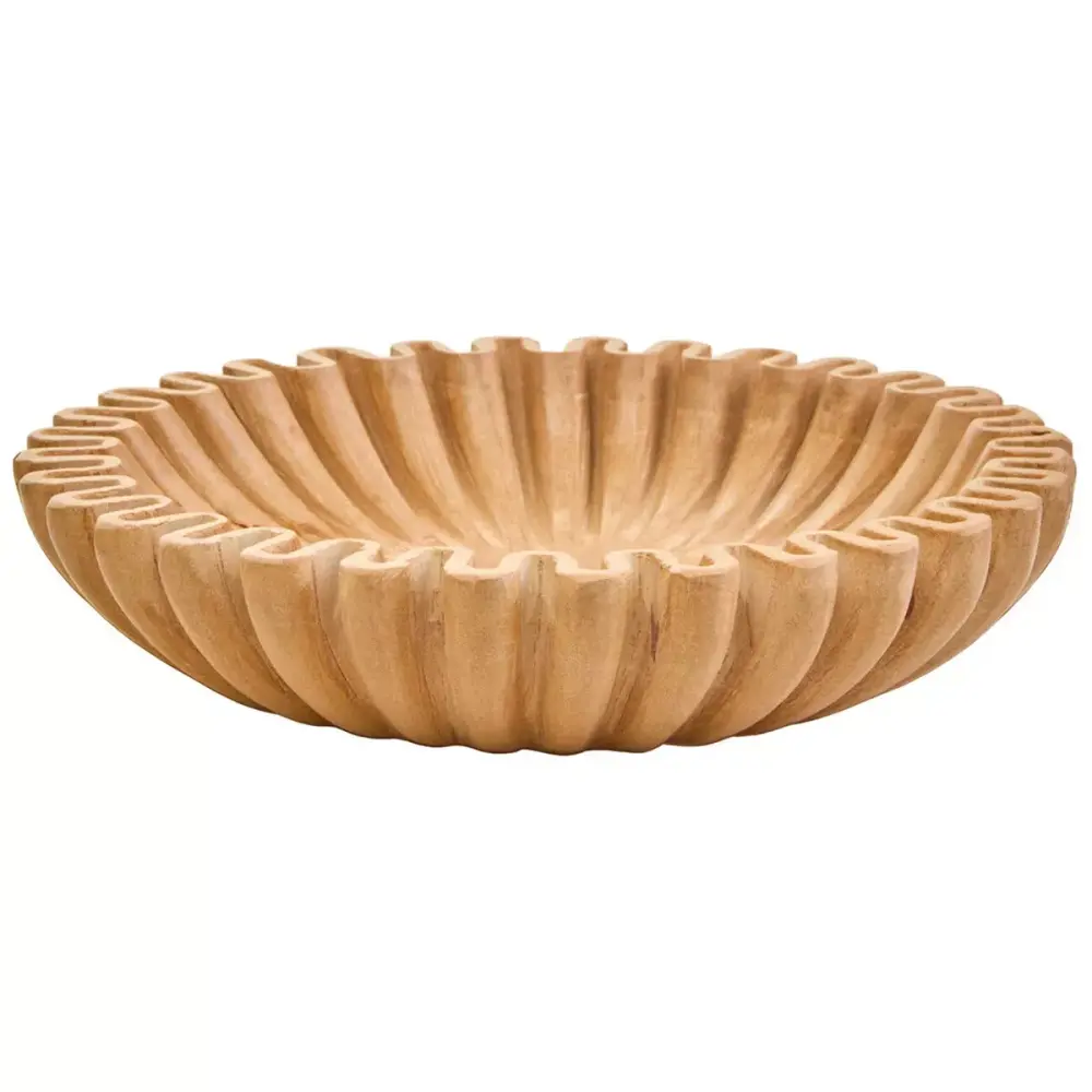 Savio Fluted Marble Bowl - Ochre